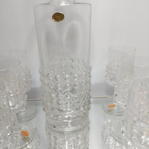 Crystal Decanter & 6 Glasses Whiskey Bourbon Crystal Poland Original Sticker MCM - Picture 7 of 16